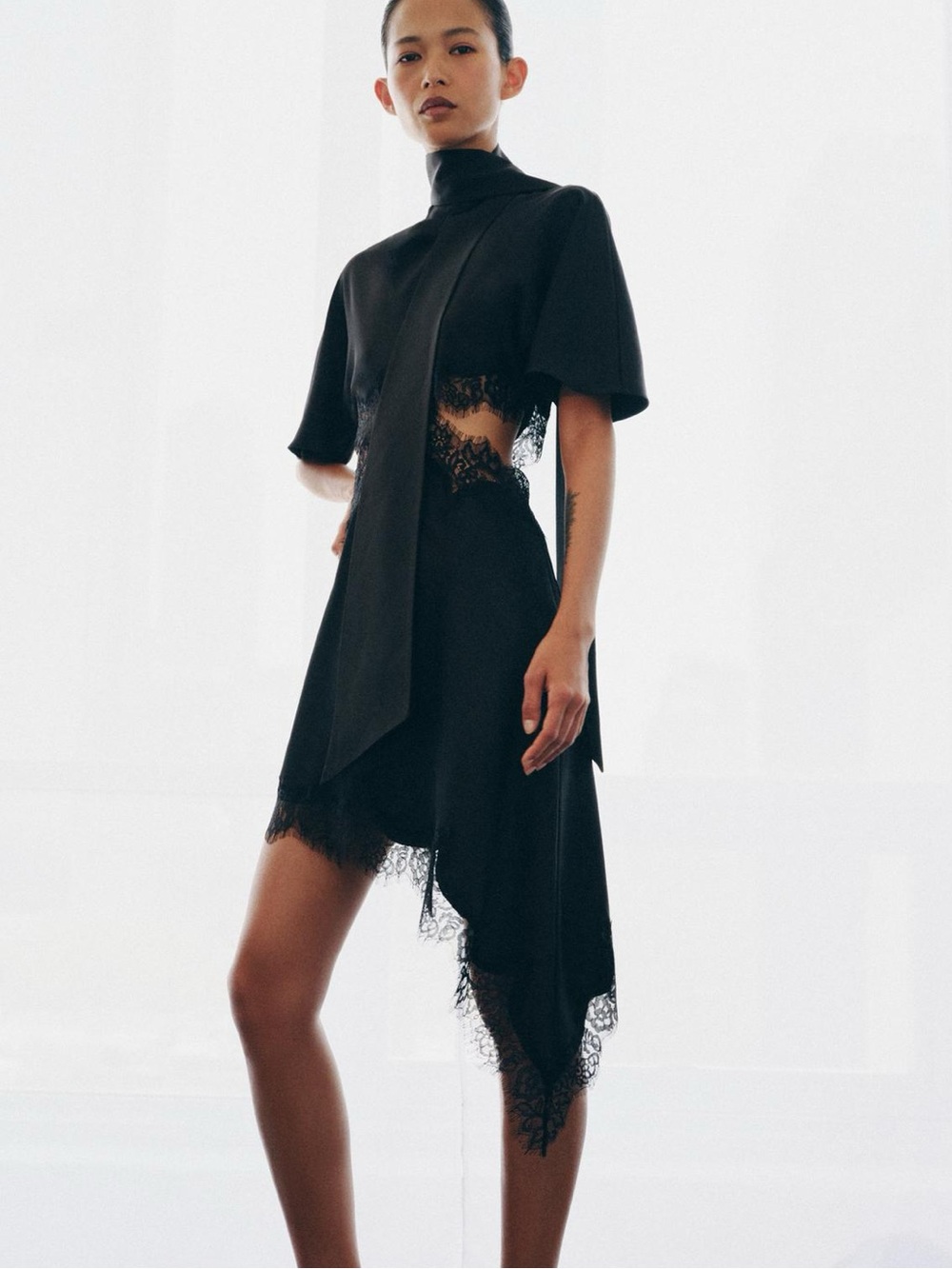 SATIN EFFECT LACE DRESS ZW COLLECTION